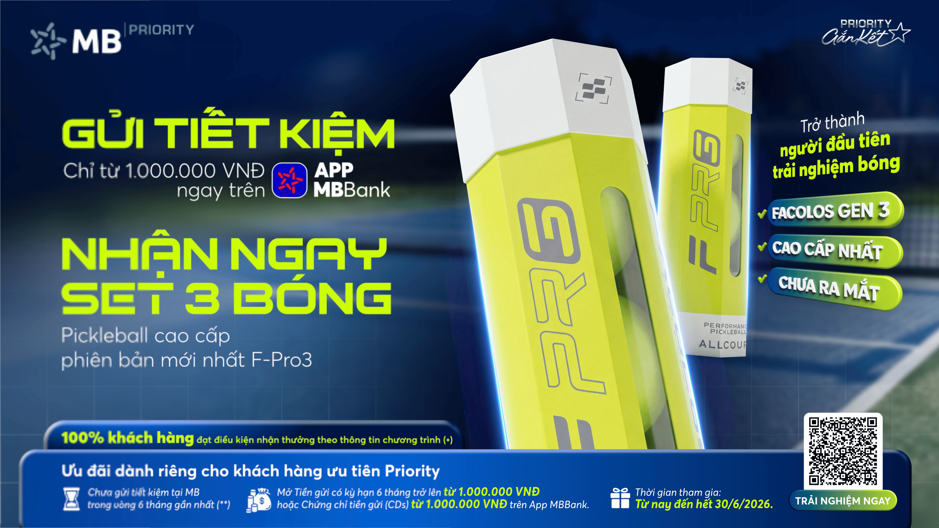 Hình minh họa ưu đãi: MB Priority: GIa tăng gắn kết - Nhận ngay quà tặng thể thao Pickleball cao cấp
