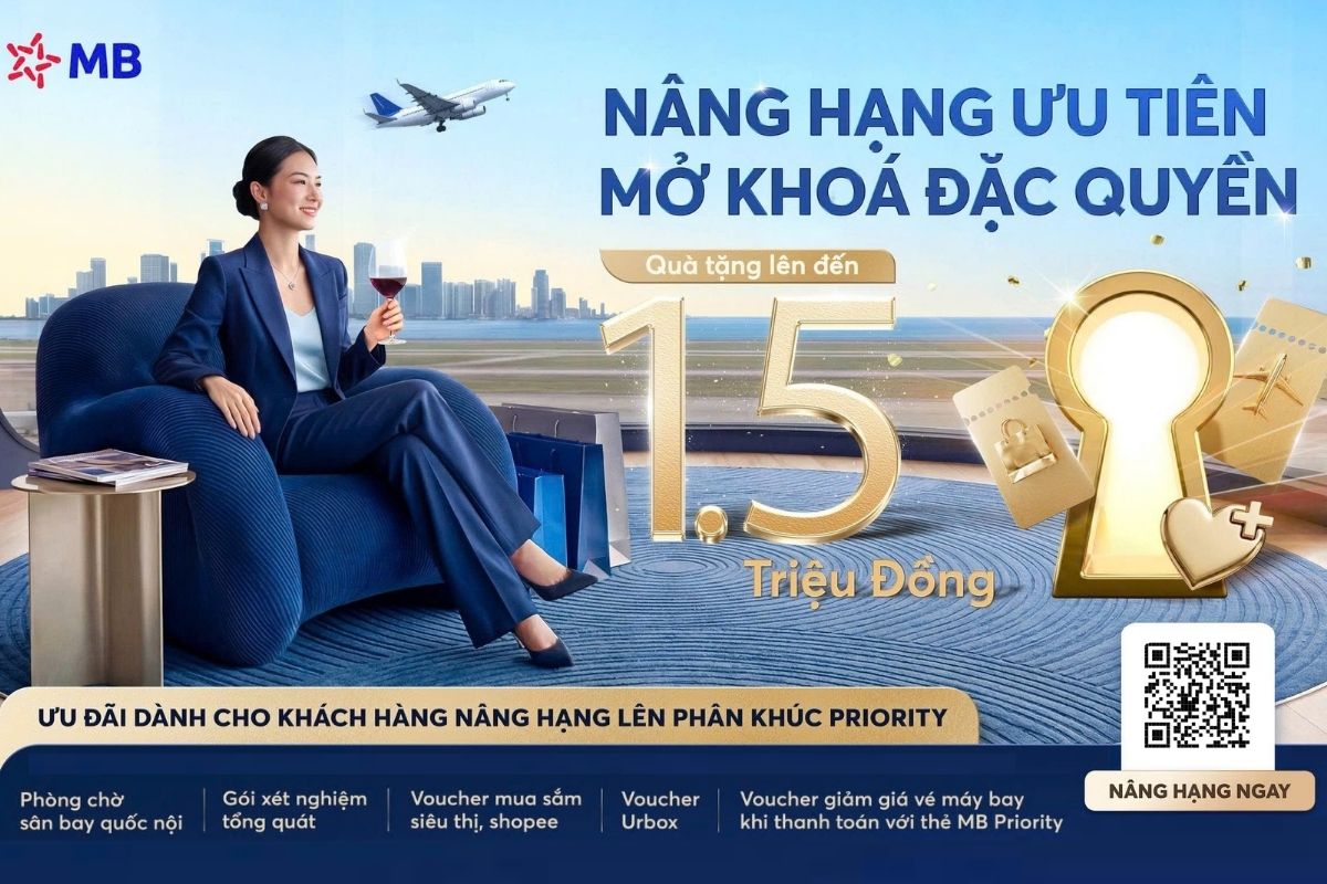 MB Priority với đặc quyền phòng chờ sân bay hạng thương gia