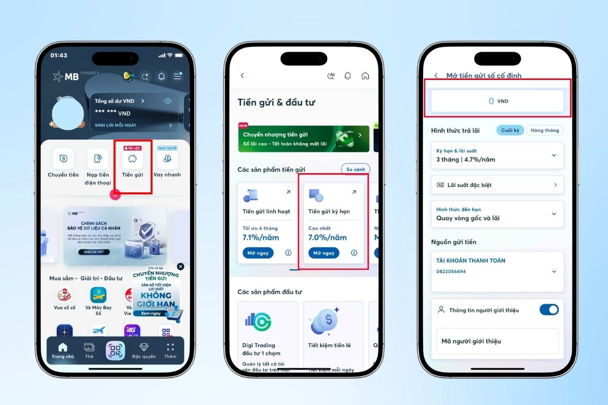 Gửi tiết kiệm linh hoạt trên App MBBank giúp chủ động tiết kiệm chi phí sinh hoạt hàng tháng