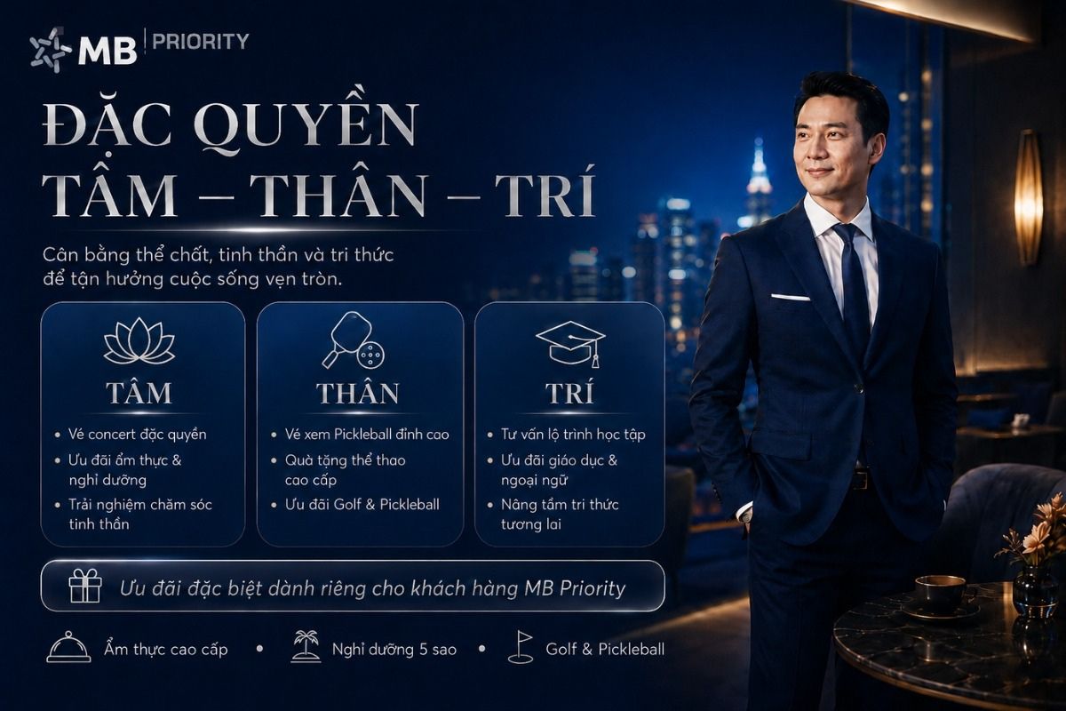 MB Priority mang đến trải nghiệm chăm sóc chuyên biệt với đặc quyền Tâm – Thân – Trí